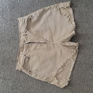 American Eagle - Cream Distressed Shorts - Size 12